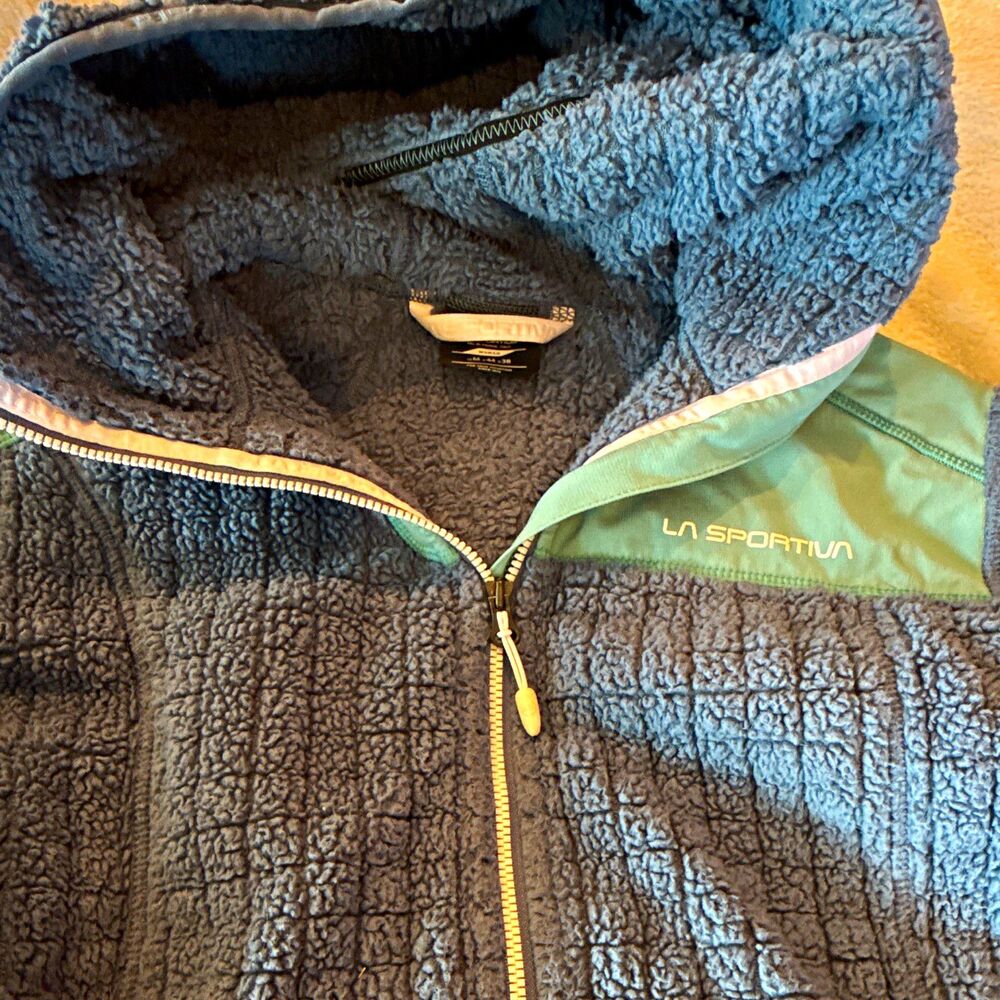 La Sportiva Women's Full Zip Hooded Jacket Blue/Green Solid Outdoor Size M